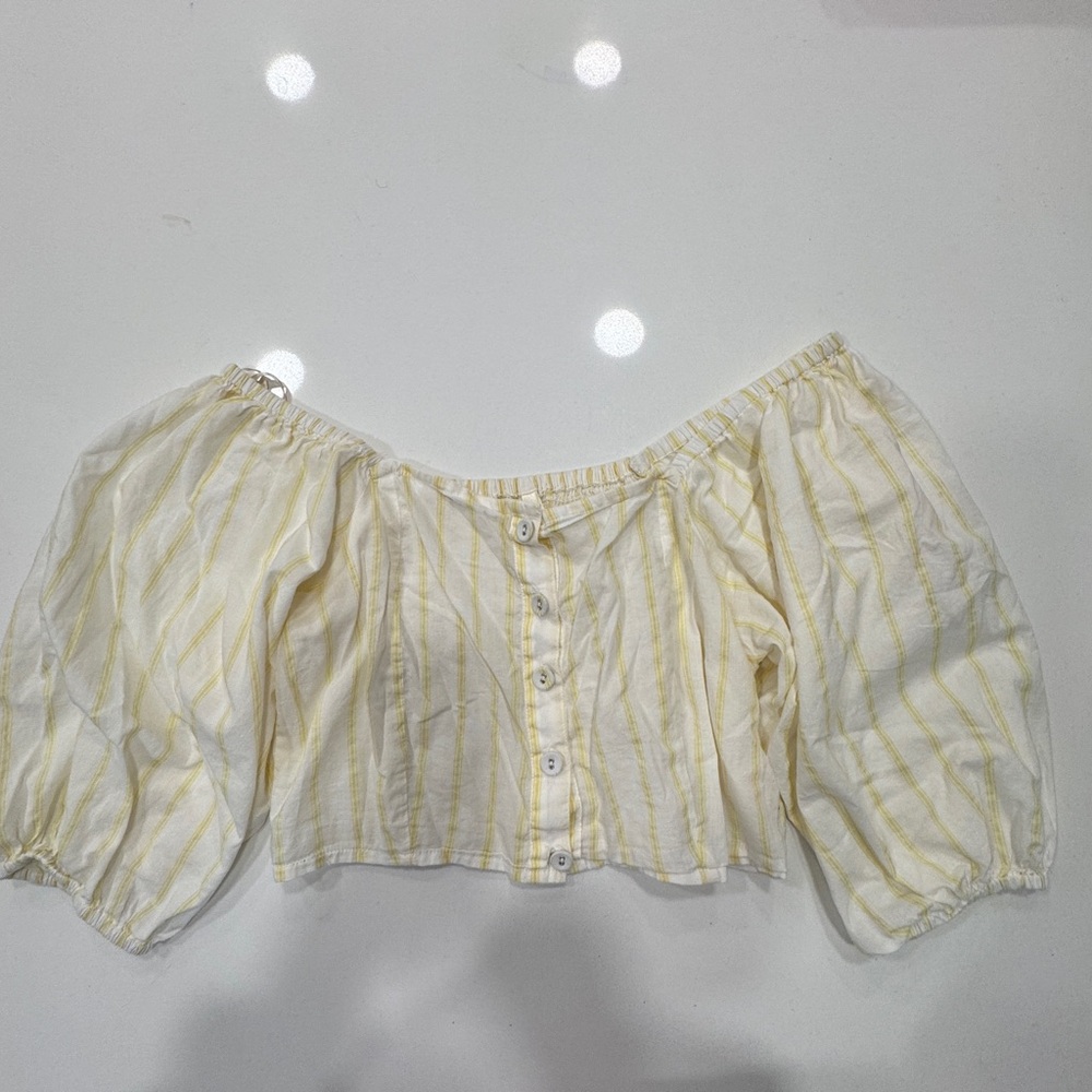 True Destiny Cream Striped Off-Shoulder Blouse